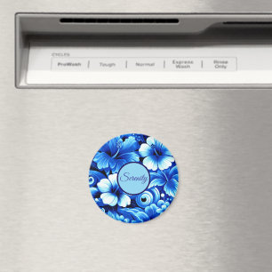 Tropisch-hawaiianische Blume Hibiskus Cobalt Blue Magnet