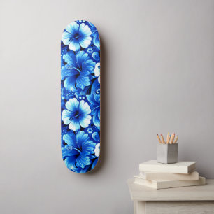 Tropisch-hawaiianische Blume Hibiskus Cobalt Blue Skateboard
