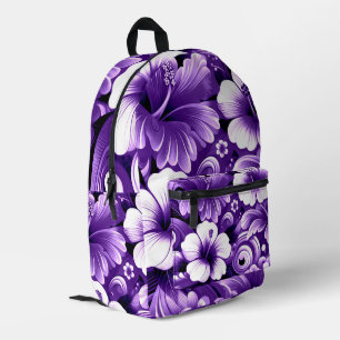 Tropisch-hawaiianische Blume Hibiskus Lila Muster Bedruckter Rucksack