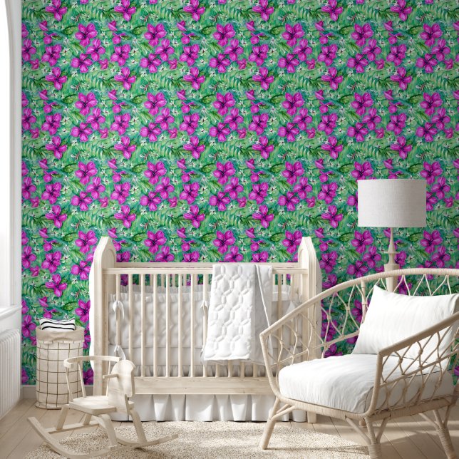 Tropisch-hawaiianische Blume Tapete (Kinder)