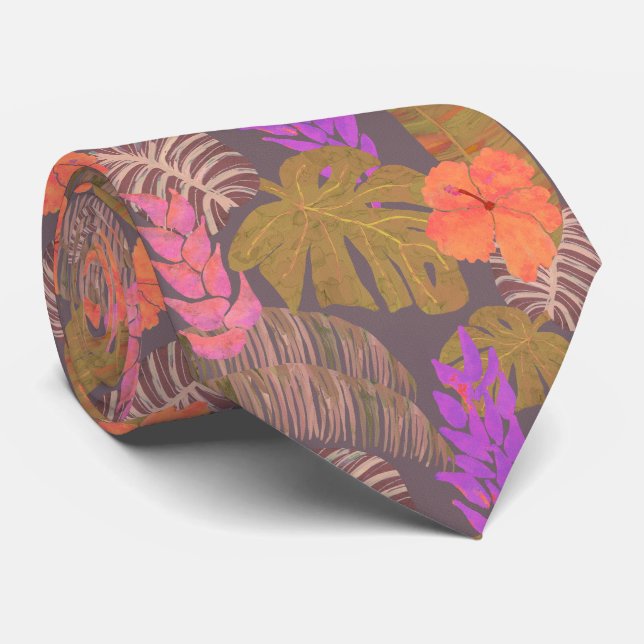 Tropisch-Hawaiianische Flora Krawatte (Gerollt)