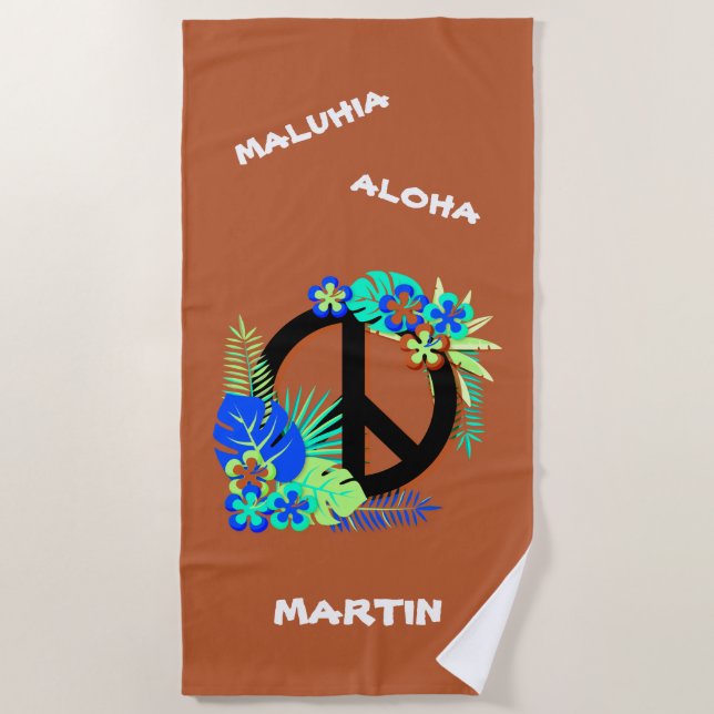 Tropisch Hawaiianische Friedensinsel Liebe Name Co Strandtuch (Vorderseite)