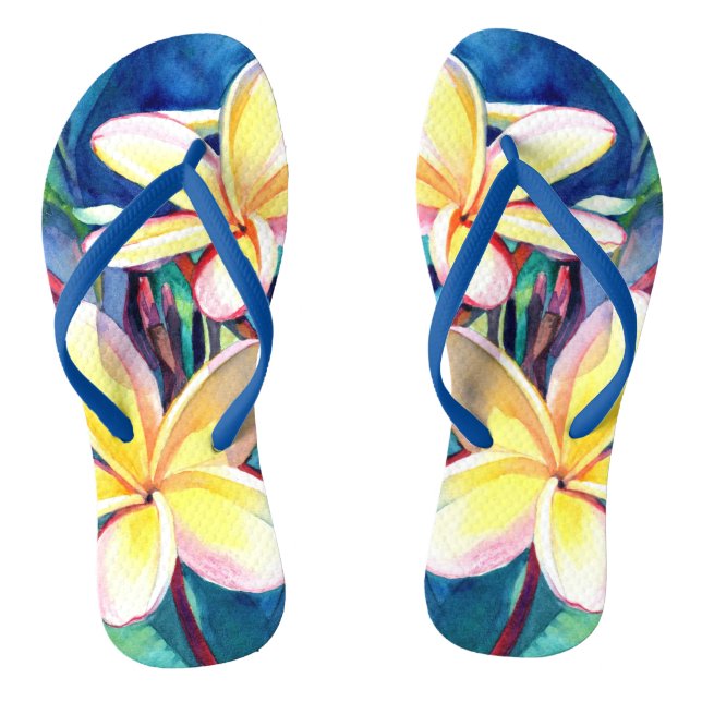 Tropisch Hawaiianische Plumeria Flip Flops (Fußbett)