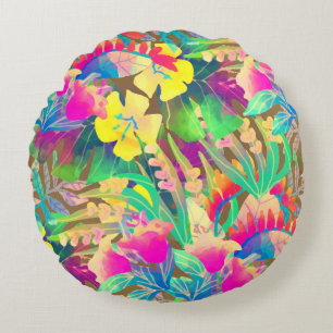 Tropisch Hawaiianischer Blumensommer Rundes Kissen