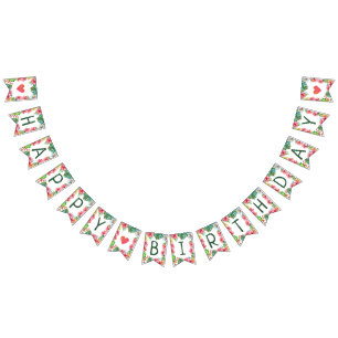 Tropisch-hawaiianischer Hibiskus - Happy Birthday Wimpelkette