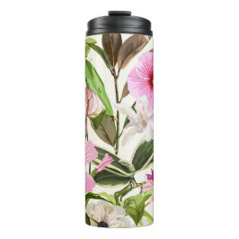 Tropisch hellgrüne Blätter, Blume. Thermosbecher