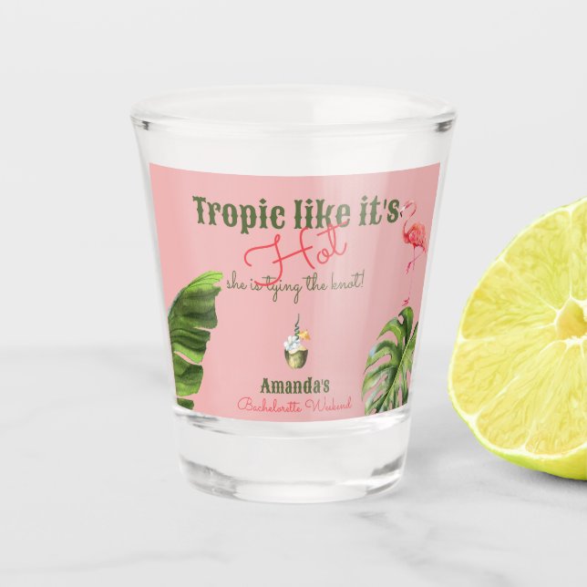 Tropisch Hot Pink Palm Springs Junggeselinnen-Absc Schnapsglas (Vorderseite)