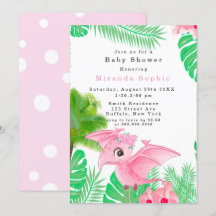 Tropisch Niedlich Pink Dinosaur Baby Girl Dusche