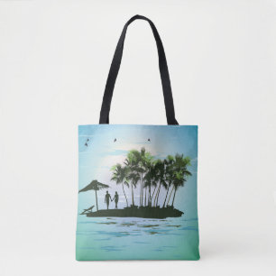 Tropisch, Paar, Insel, junges Paar, entspannend Tasche