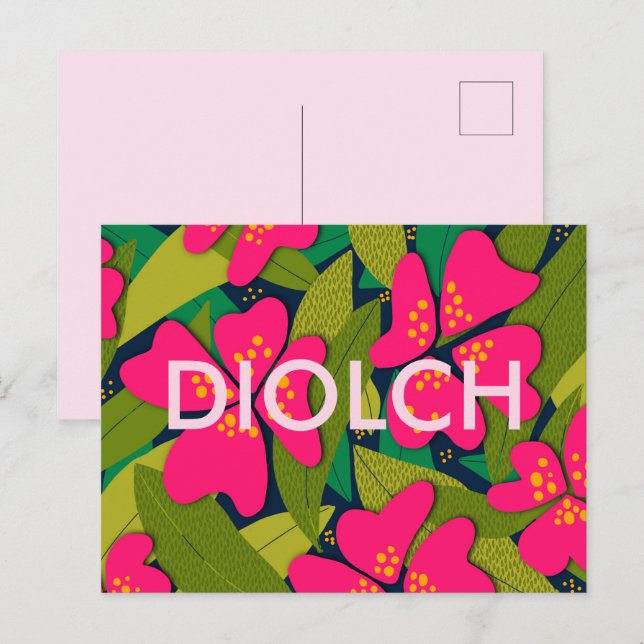 Tropisch Pink Blume Diolle Vielen Dank Postkarte (Vorne/Hinten)