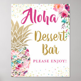 Tropisch Pink Gold Ananas Blumendessert Bar Poster