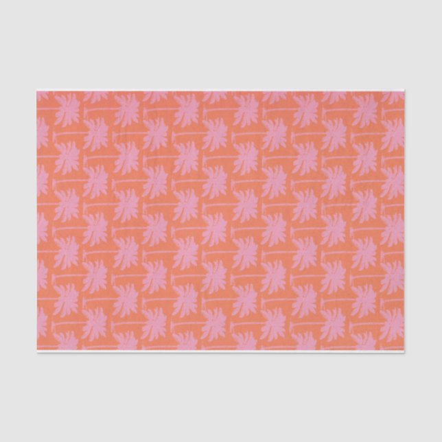 Tropisch Pink Palm Tree Costal Nautical Beach Seidenpapier (Vorderseite)