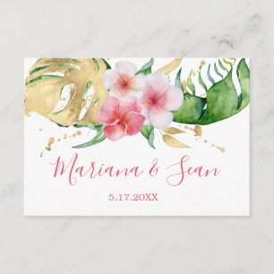 Tropisch Pink Peach Floral Wedding QR RSVP Karte