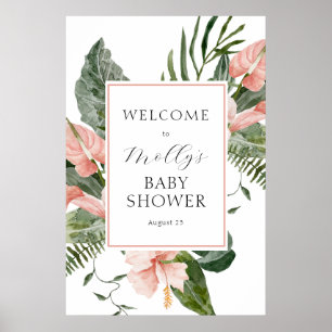 Tropisch rosa Bläserndusche Begrüßung Poster