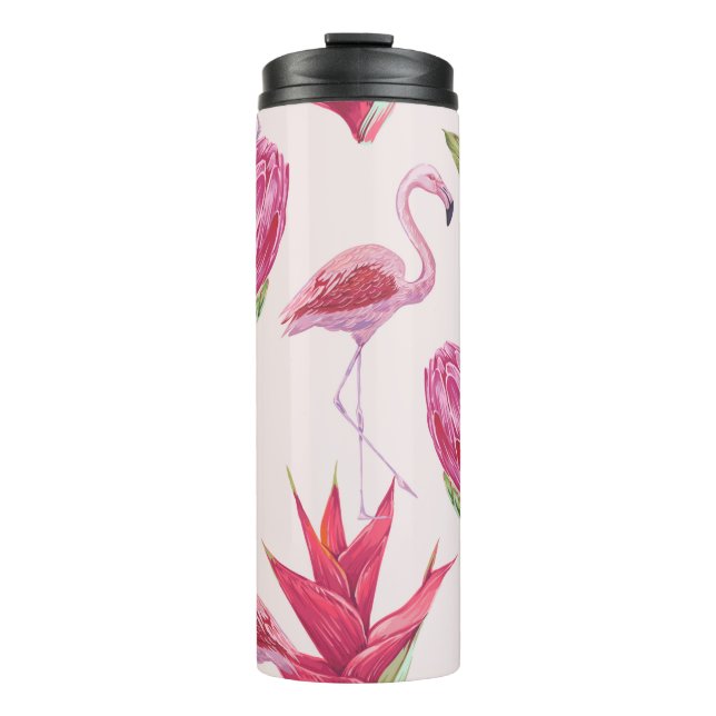 Tropisch rosa Blume, Protea, Paradiesvogel fl Thermosbecher (Vorderseite)