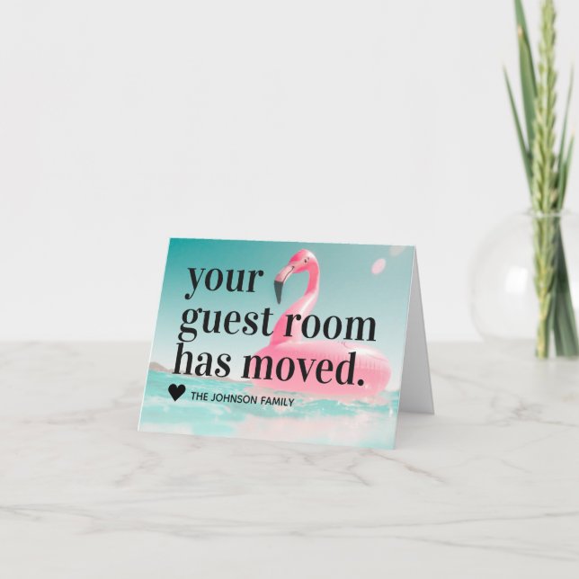 Tropisch rosa Flamingo Änderung der Adresse bewege Ankündigung (Vorderseite)