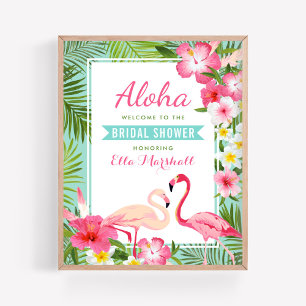 Tropisch rosa Flamingo Brautparty Begrüßungszeiche Poster