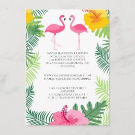 Tropisch rosa Flamingo farbenfrohe Hochzeitsdetail Begleitkarte