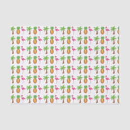 Tropisch rosa Flamingo Grüner Palmenbaum Ananas Seidenpapier