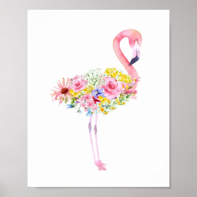 Tropisch rosa Flamingo Kinderzimmer Poster (Vorne)
