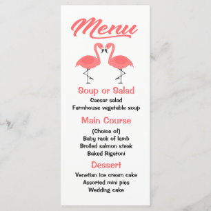 Tropisch rosa Flamingo Menü Hochzeit, Party Luau Menükarte