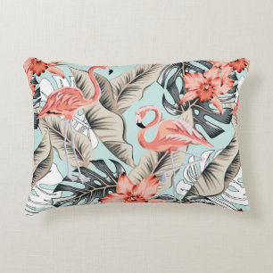 Tropisch rosa Flamingo mit orchiden Blume und Lee Dekokissen
