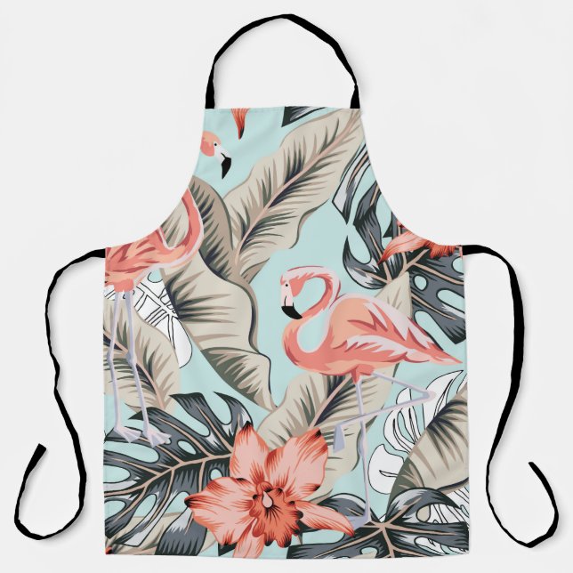 Tropisch rosa Flamingo mit orchiden Blume und Lee Schürze (Vorderseite)