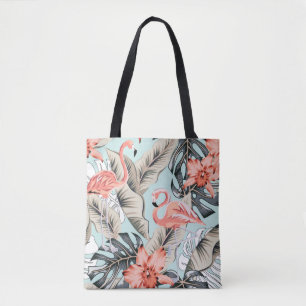 Tropisch rosa Flamingo mit orchiden Blume und Lee Tasche