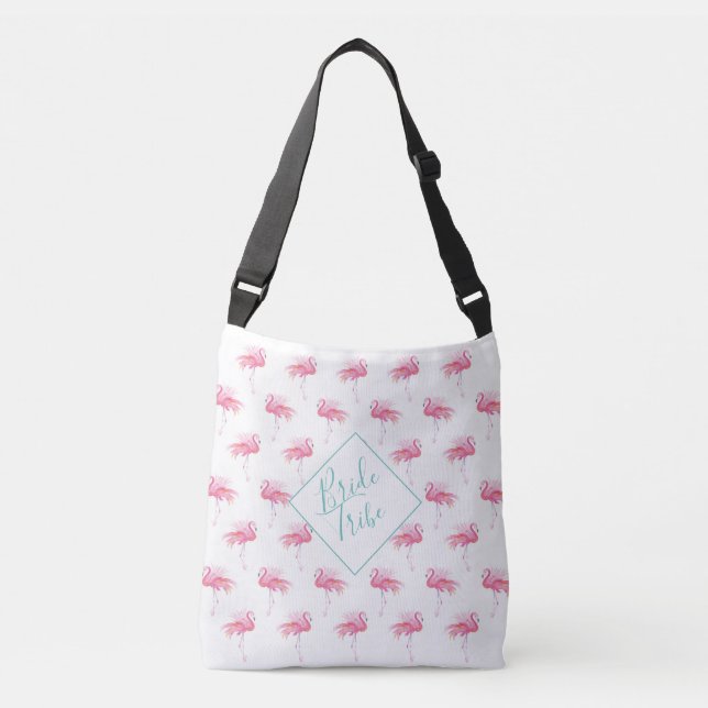 Tropisch rosa Flamingo Muster Tragetaschen Tragetaschen Mit Langen Trägern (Vorderseite)