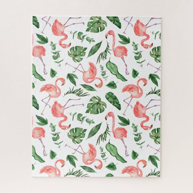 Tropisch rosa Flamingo Muster v2 (Vertikal)