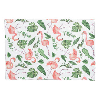 Tropisch rosa Flamingo Muster v2 Kissenbezug