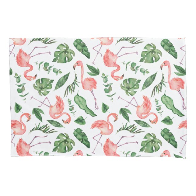 Tropisch rosa Flamingo Muster v2 Kissenbezug (Vorderseite)