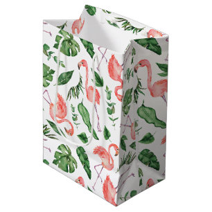 Tropisch rosa Flamingo Muster v2 Mittlere Geschenktüte