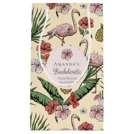 Tropisch rosa Flamingo und Hibiskus Bachelorette Kleine Geschenktüte