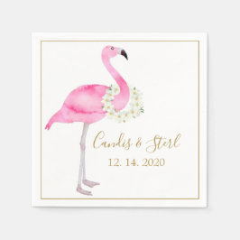 Tropisch-rosa Flamingo und Magnolias Hochzeit Serviette