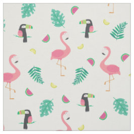Tropisch rosa Flamingo Wassermelone Blätter Stoff