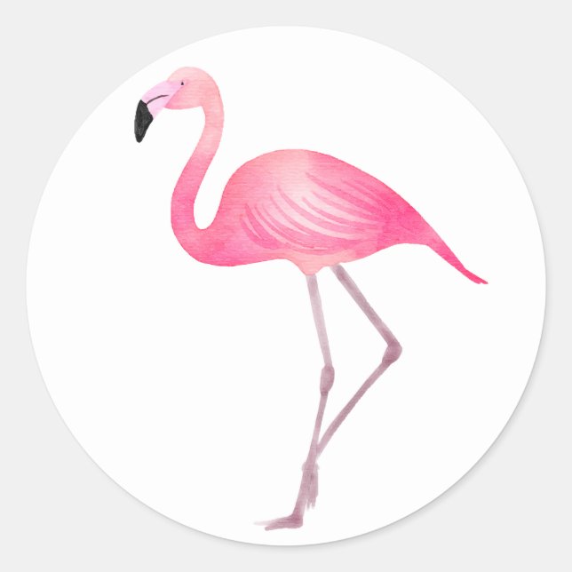 Tropisch rosa Flamingo Wedingo Brautparty Beach Runder Aufkleber (Vorderseite)
