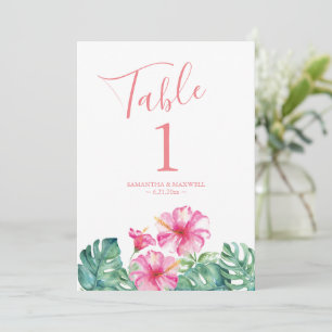 Tropisch-rosa-florale Hochzeitsstimmung in der Tis Einladung
