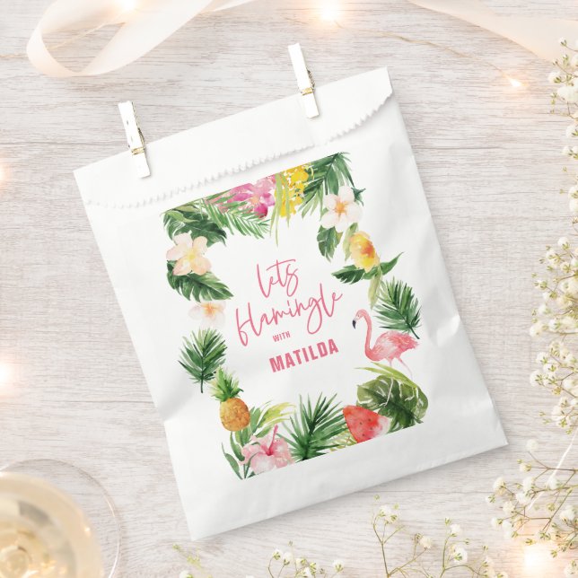 Tropisch-rosa-gelbe Flamingo Stilvoll Geschenktütchen (Ausgeschnitten)