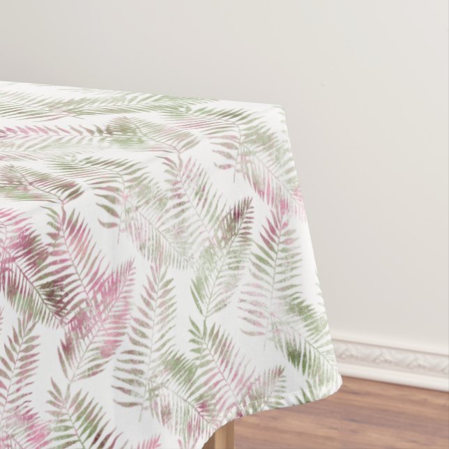 Tropisch-rosa-grüne Blätter Tischdecke (Beispiel)