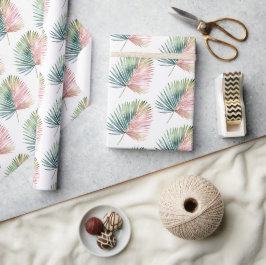 Tropisch-rosa-grüne Leaf-Hochzeit Geschenkpapier