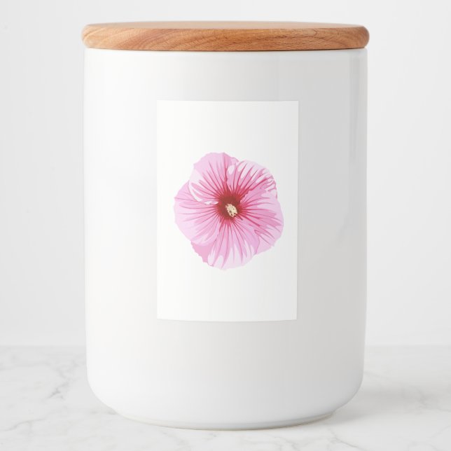 Tropisch rosa Hibiskus Blume. Lebensmitteletikett (Vorderseite)