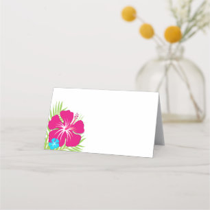 Tropisch rosa Hibiskus-Faltsiegel oder Platzkarte