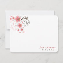 Tropisch-rosa Hibiskus Hochzeit Vielen Dank Note C