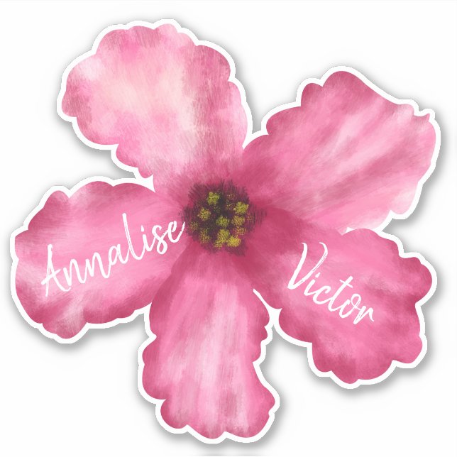 Tropisch-rosa-Hibiskus-Paare-Hochzeit Aufkleber (Vorderseite)