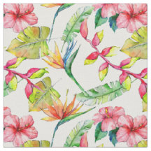 Tropisch rosa Hibiskus Palm Blätter Weiße Muster