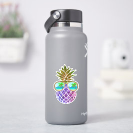 Tropisch rosa lila Ananas Aufkleber