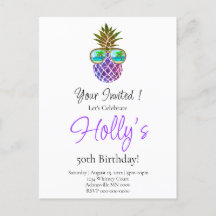 Tropisch rosa lila Ananas Geburtstagsparty