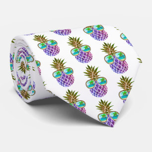 Tropisch rosa lila Ananas Krawatte