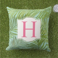 Tropisch rosa Monogram Letter Palm-Blätter